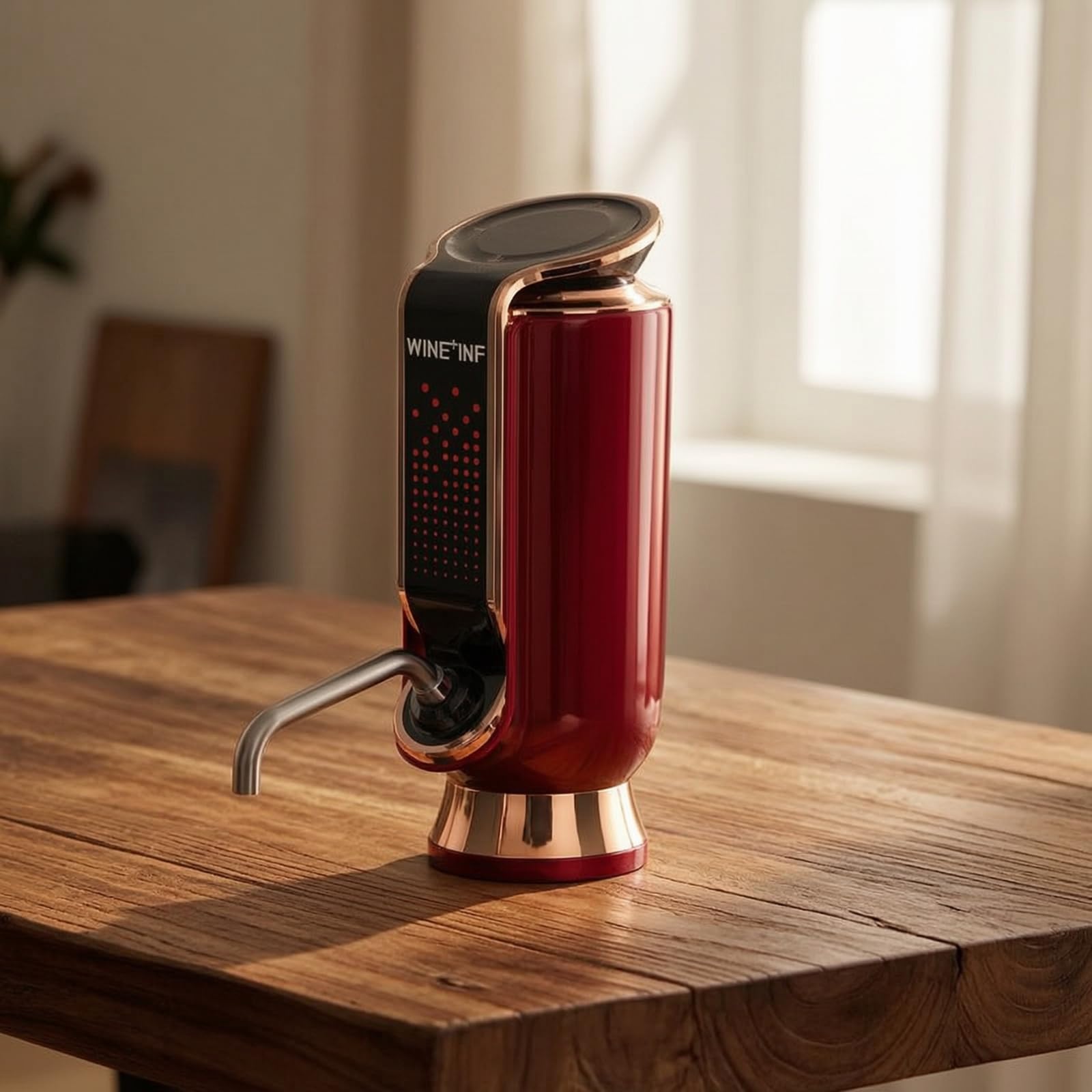 Preservation Stopper Dispensador Automático de Vino Aireador Rápido Tapón de Conservación Bomba de Vacío con Tubo de Acero 304 y Vertido Suave, Negro