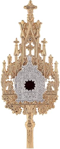 Miniatura 2 de Holyart Mini relicario neogótico en latón dorado h 8.9 in