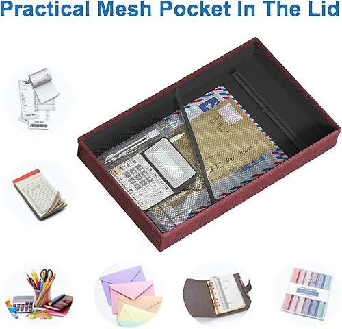 Miniatura 4 de Huolewa Cajas organizadoras de archivos con bolsillo de malla, juego de 2, cajas organizadoras de archivos colgantes para archivos y carpetas de