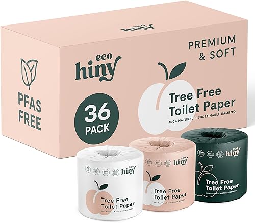 Miniatura 10 de Papel higiénico de bambú suave y de alta calidad, 48 megarrollos, 3 capas y 350 hojas, certificado FSC, sin PFAS, sin BPA, seguro para sépticos,