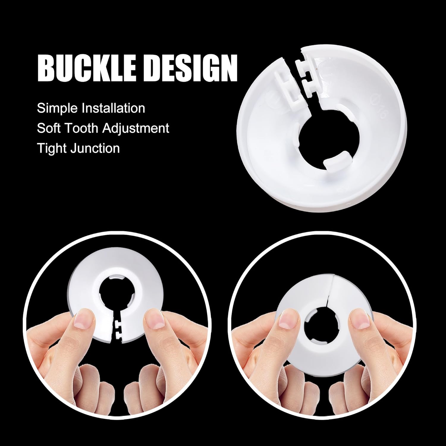 8Pcs Fit 1/2 Inch Flange Water Pipe Cover Decoration 16mm(5/8) Plastic PP escutcheon plate 1/2 inch Cover for Wall Pipe Tube Decoration (white)