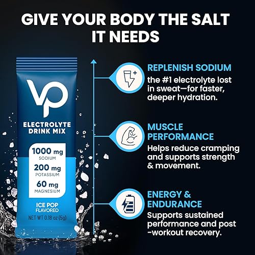 Miniatura 5 de Venture Pal Paquetes de polvo de electrolitos altos en sodio | Mezcla de bebida de hidratación sin azúcar con sodio, potasio, magnesio y vitaminas |