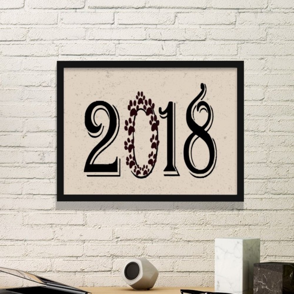 Cadre photo noir Happy New Year 2018 Garland DIYthinker