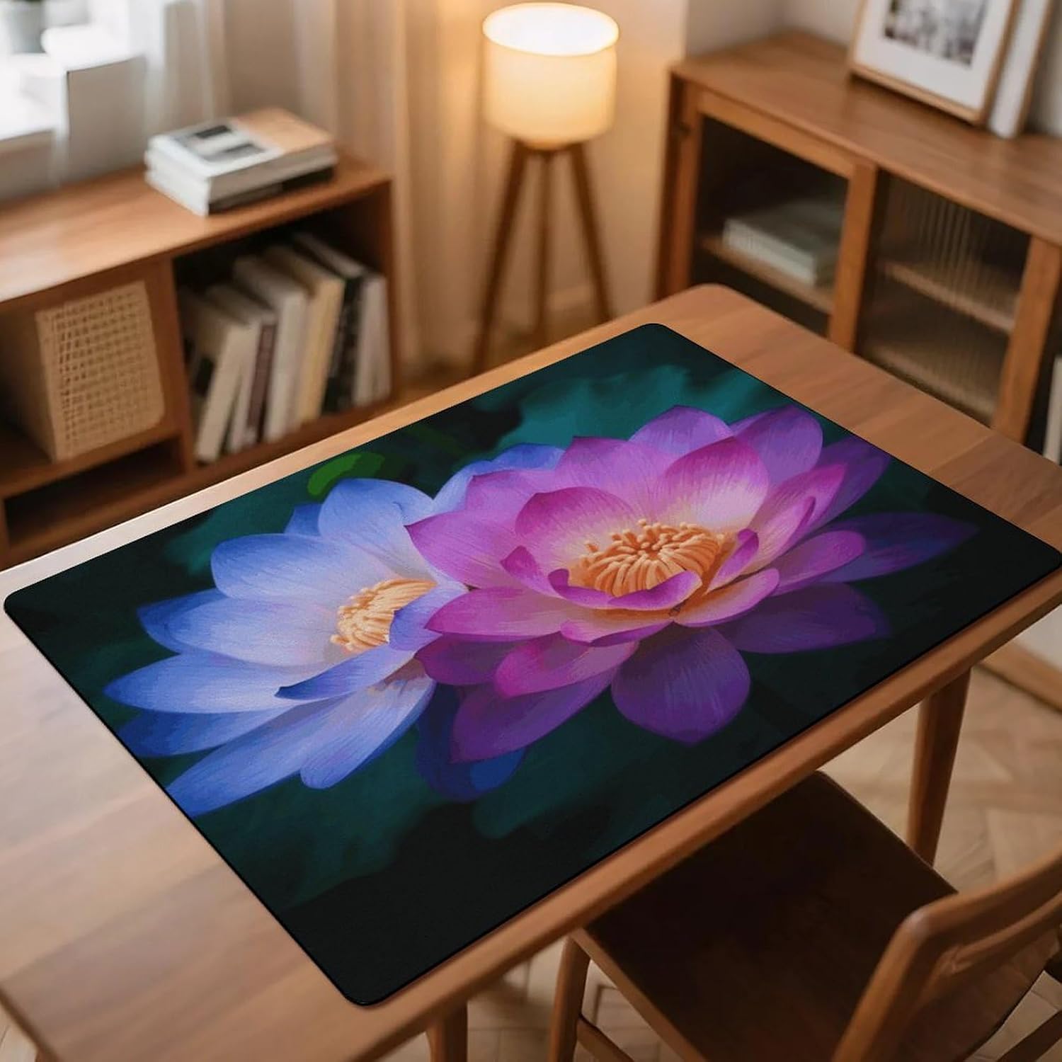 Lotus Flower Drying Mat for Kitchen Counter 30x40 inch, Diatomite Dish Drying Mat, Non-Slip, Absorbent Dish Drainer Pad for Coffee & Utensils, Kitchen Decor Mats