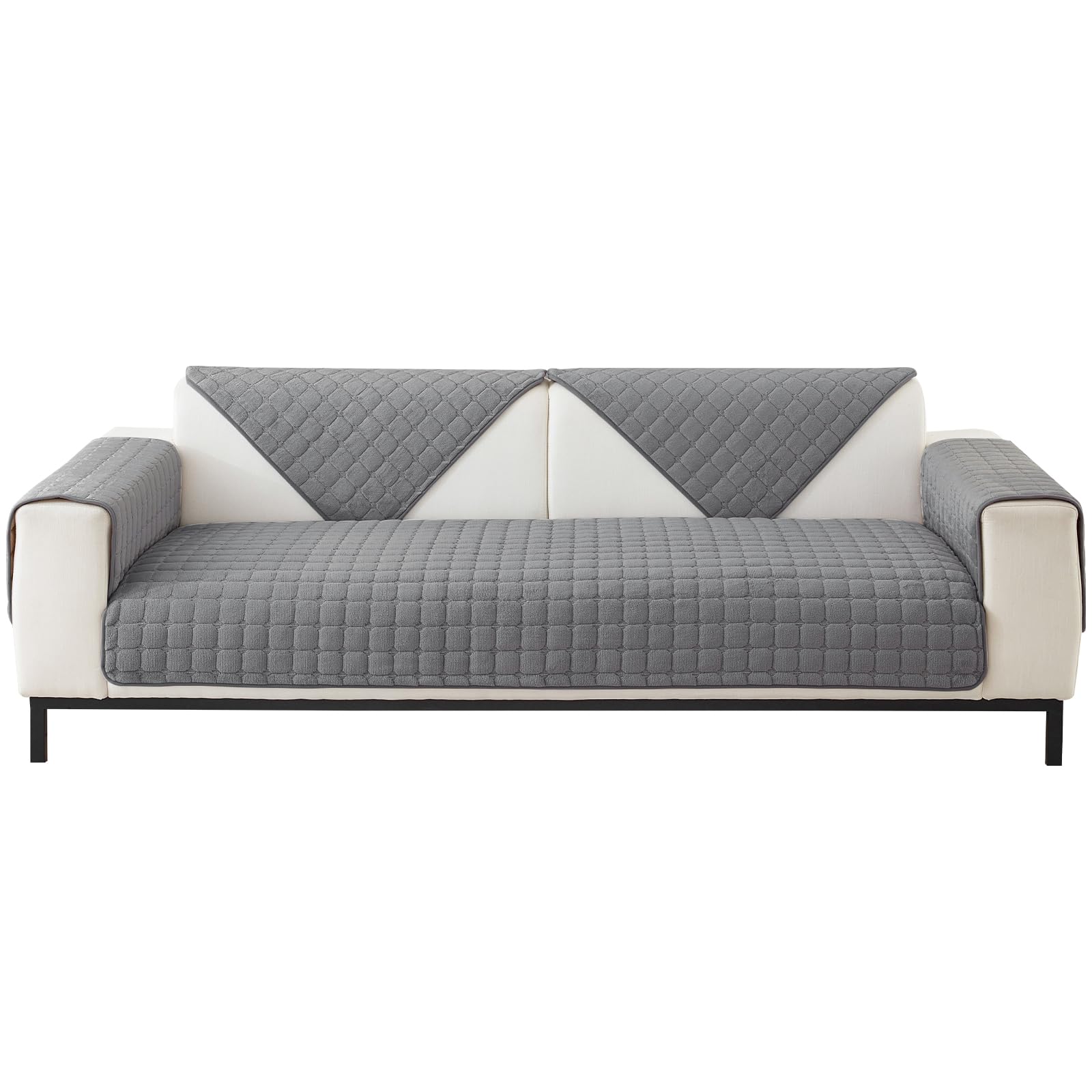 MIFXIN Sectional Couch Cover Sofa Cushion Covers Velvet Anti-Slip Furniture Protector Sofa Slipcover for 3 Cushion Couch Loveseat Recliner L Shaped