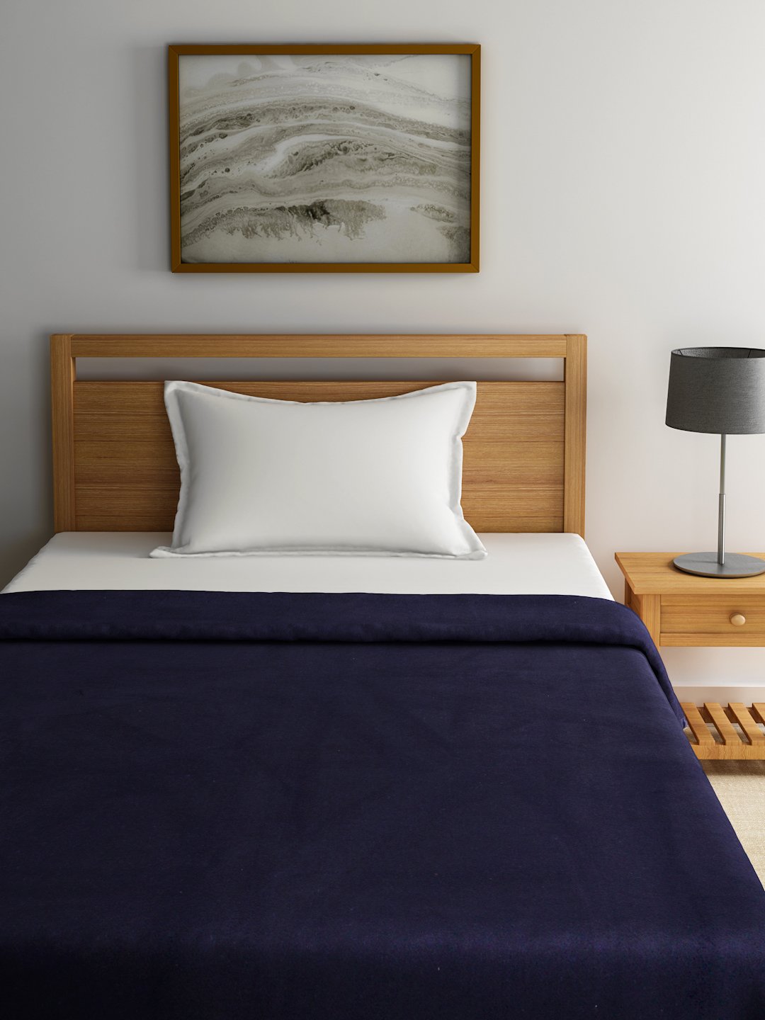 Raymond Home 495 GSM Blue Wool Single Blanket-image-27