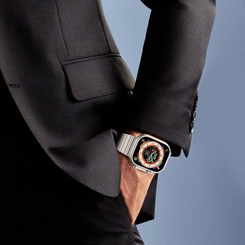 Miniatura 5 de FULLIFE Compatible con Apple Watch Ultra 2nd Generation Band de 1.929 in titanio, pulsera de eslabones de metal de acero inoxidable para iWatch
