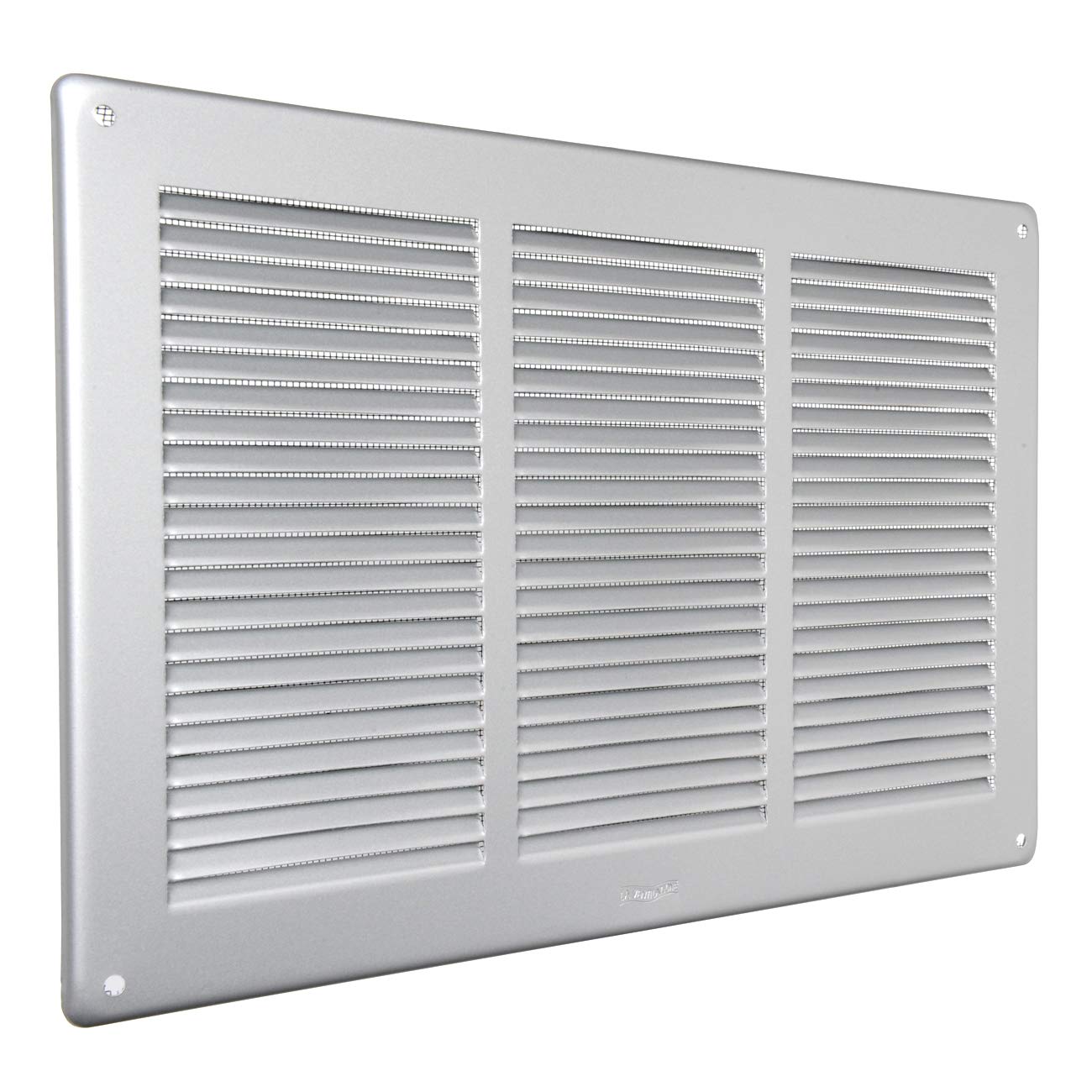 La Ventilazione GAL3424R Griglia di Ventilazione Rettangolare in Alluminio verniciato Argento, da Sovrapporre con rete antinsetti, dimensioni 340x240 mm