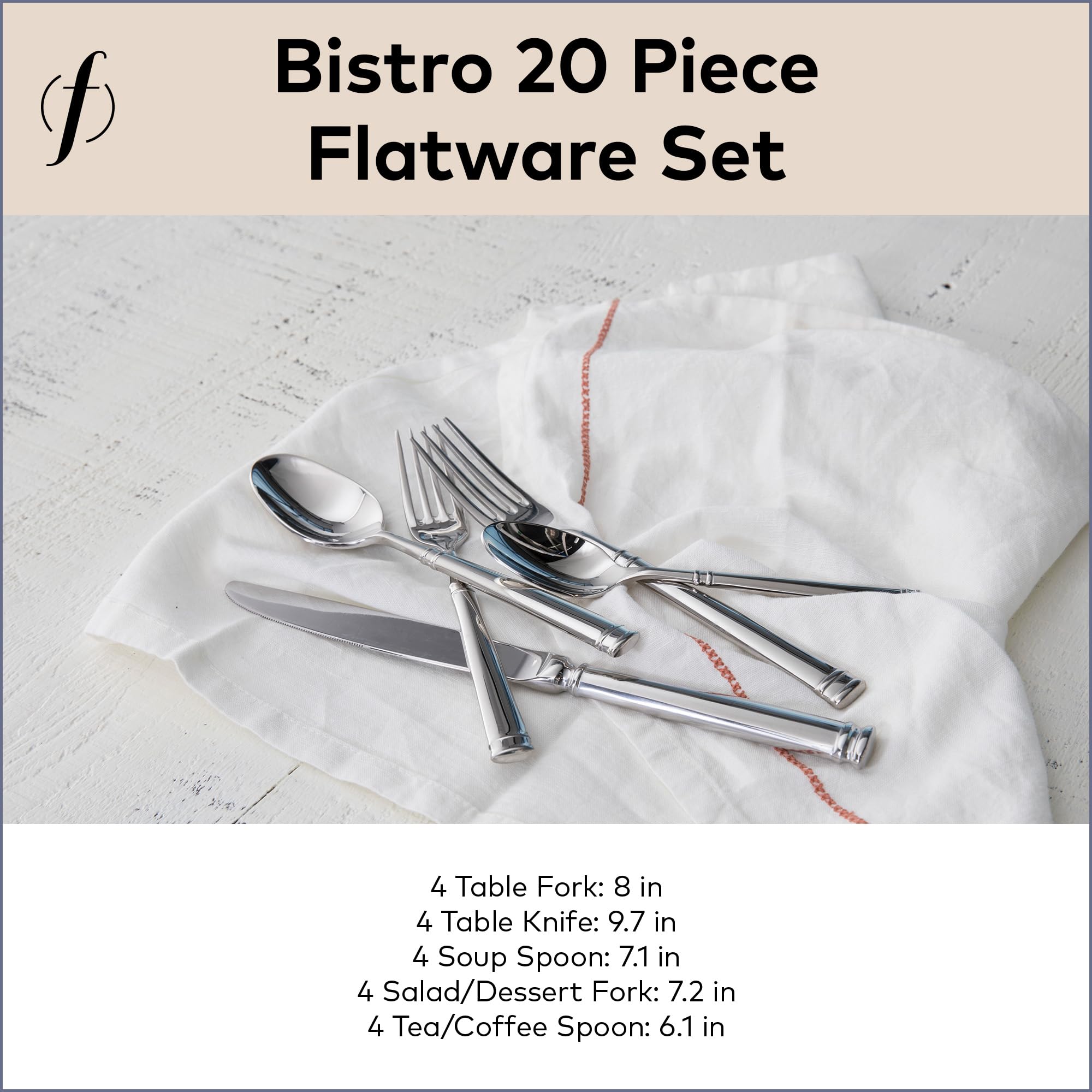 Amazon.com | FORTESSA Bistro 18/10 Stainless Steel Flatware, 20