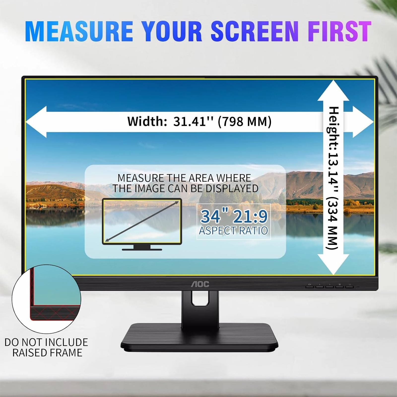 ZpTsarinal 34 Inch Computer Privacy Screen Filter for 21:9 Aspect Ratio Widescreen Monitor Removable Computer Monitor Privacy Shield - Eye Protection Anti Glare Blue Light Filter