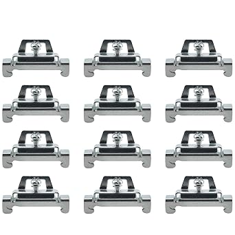 12PCS Silver Galvanized DIN Rail Mount Terminal Blocks End Stopper Screw Type Clamp DIN Rail Mount Terminal Blocks End Stopper Screw Type Clamp