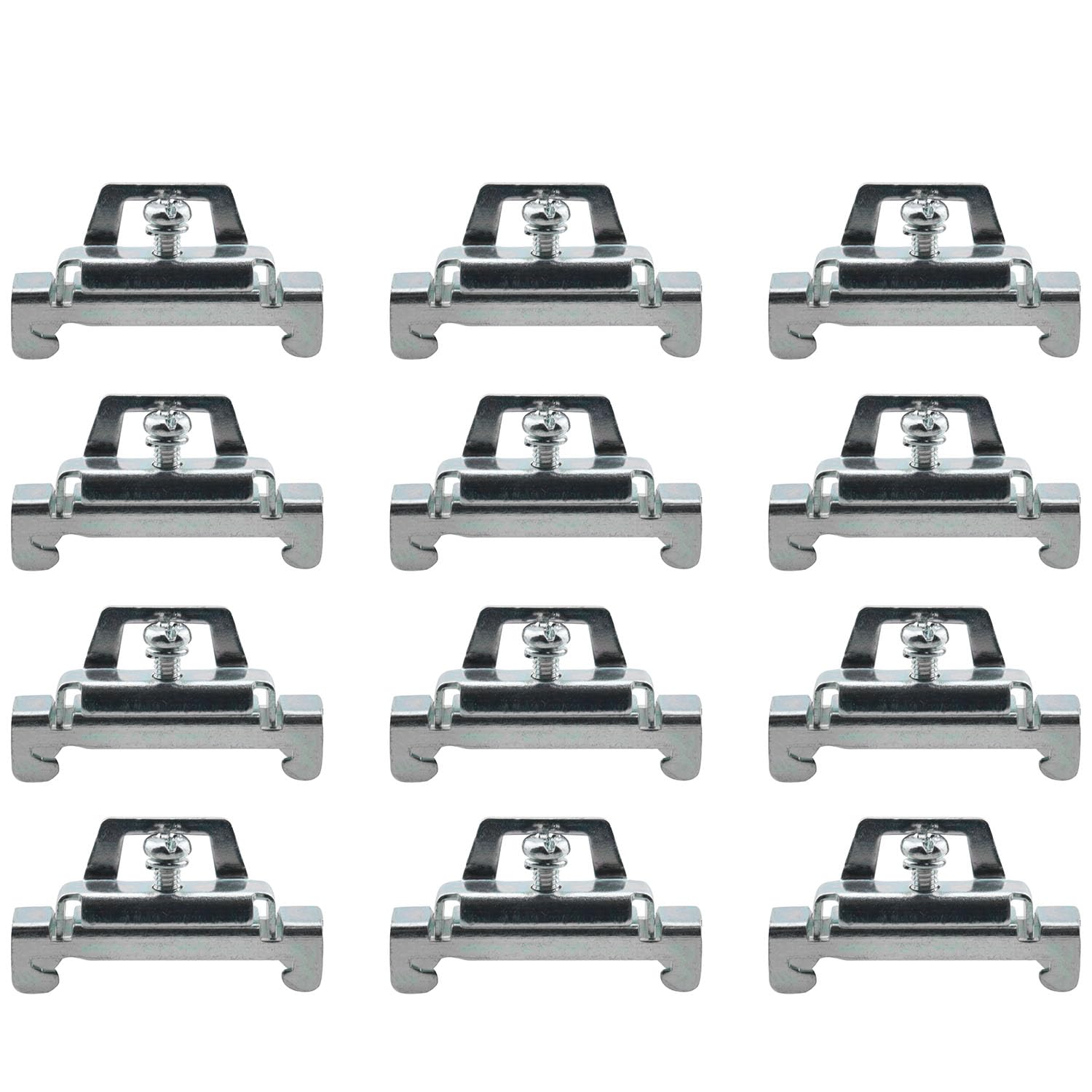 12PCS Silver Galvanized DIN Rail Mount Terminal Blocks End Stopper Screw Type Clamp DIN Rail Mount Terminal Blocks End Stopper Screw Type Clamp