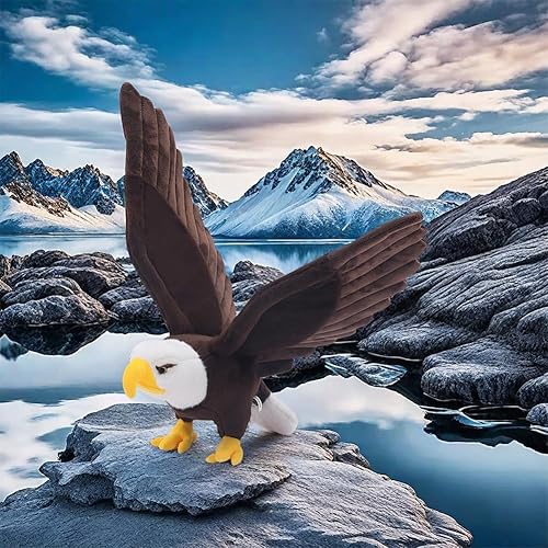 Miniatura 3 de Peluche de águila calva, animal de peluche con alas flexibles y elásticas, regalos para niños (35.4 pulgadas)