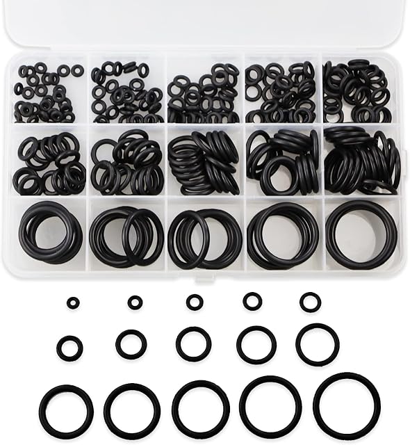 250 Pcs O-Ring Gasket Kit, 15 Sizes Rubber Washers Seals Assortment Set, Assorted Electrical Gasket Rings, Insulating Plumbing Plumber Sealing O Rings Washers Set for Quick Repair