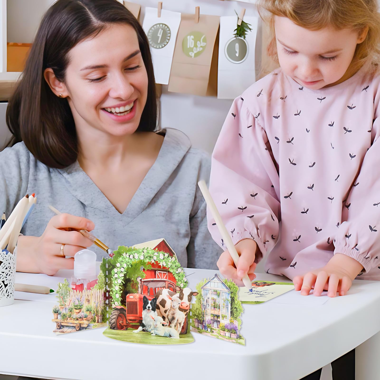 Joyvine 3D-Pop-Up-Grußkarte in T-Form, ausgehöhlte Papierschnitzerei, Ranch-Ranch, Tiere, geeignet für den Versand von Grußkarten an jeden zu besonderen Anlässen, mit Umschlag und leerem Etikett