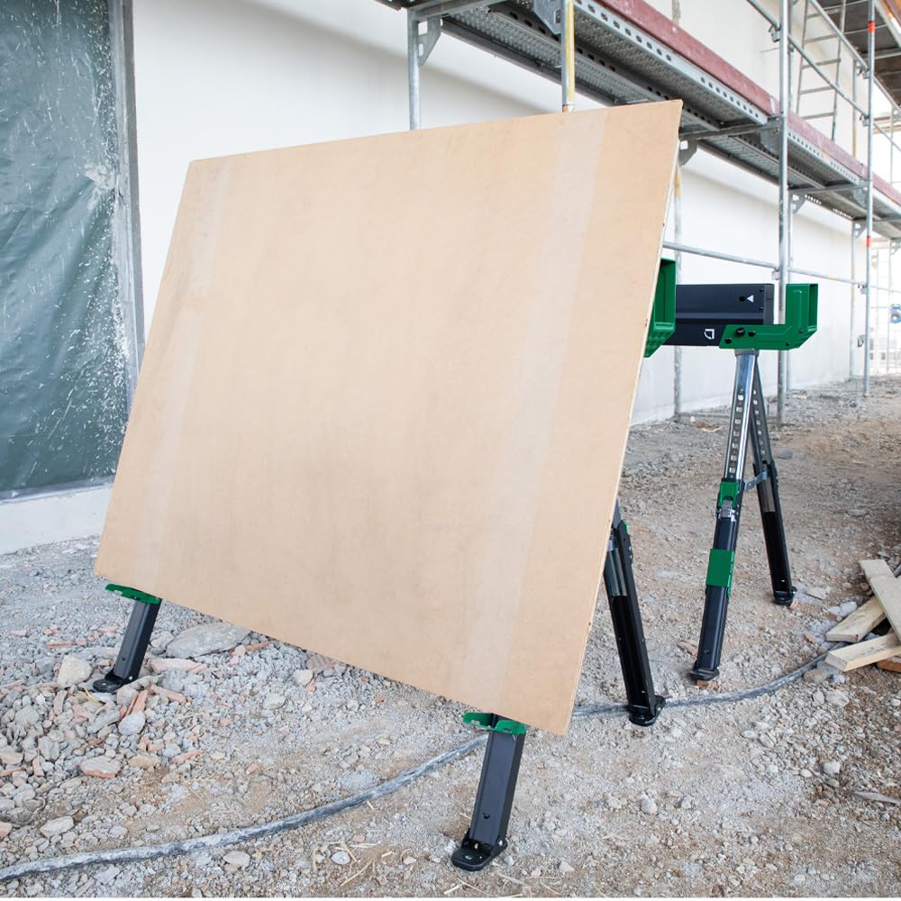 D-TACK 2x Arbeitsbock Multifunktion | Höhenverstellbarer Sägebock | Metallbock mit Anti-Rutsch-Beschichtung | Faltbock mit einer Tragkraft bis zu 1180 kg pro Paar