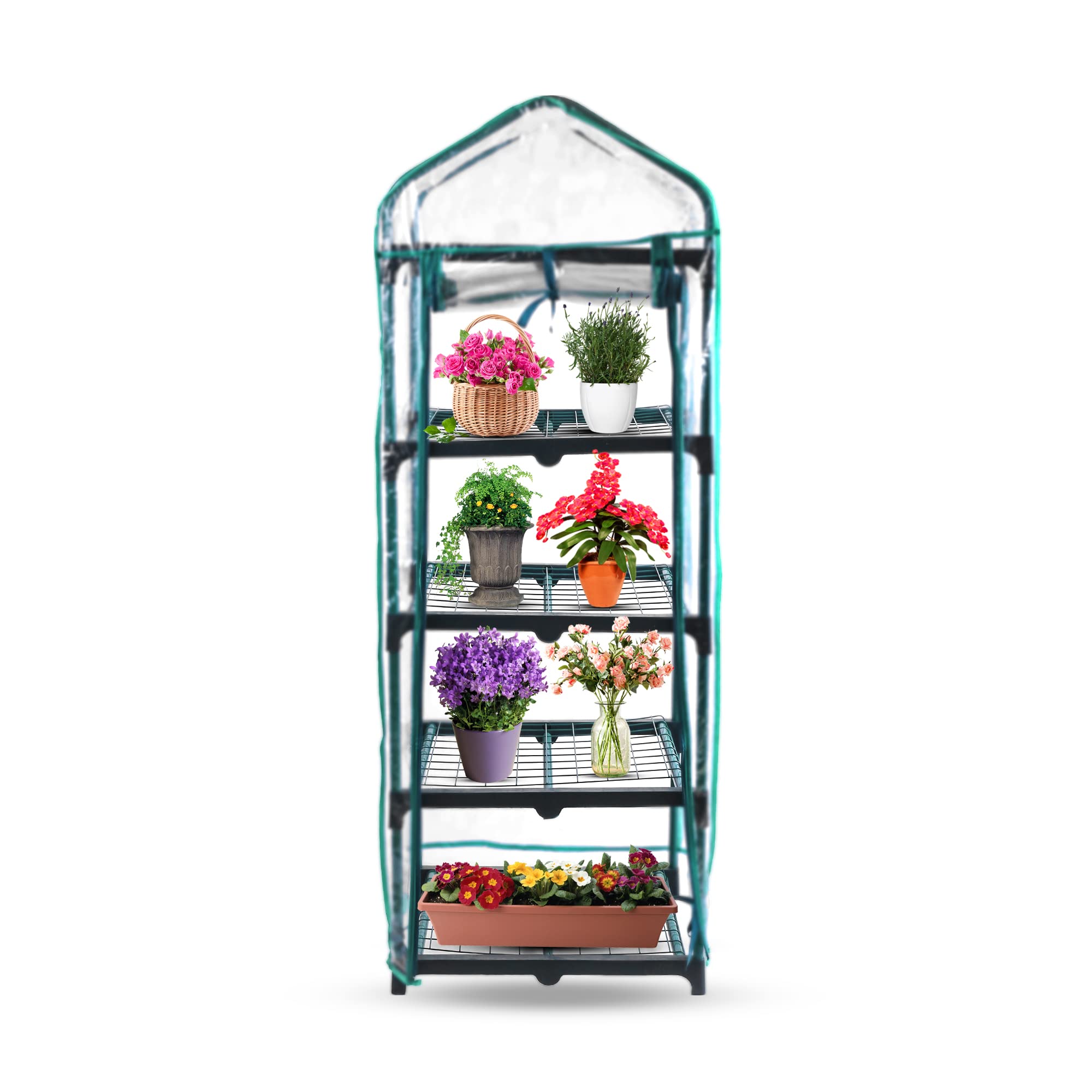 TradeXone mini greenhouse 4 Tier non-breakable zip easy to move around with Transparent Plastic PVC Cover small greenhouse simple to assemble perfect balance and extremely sustainable in wind