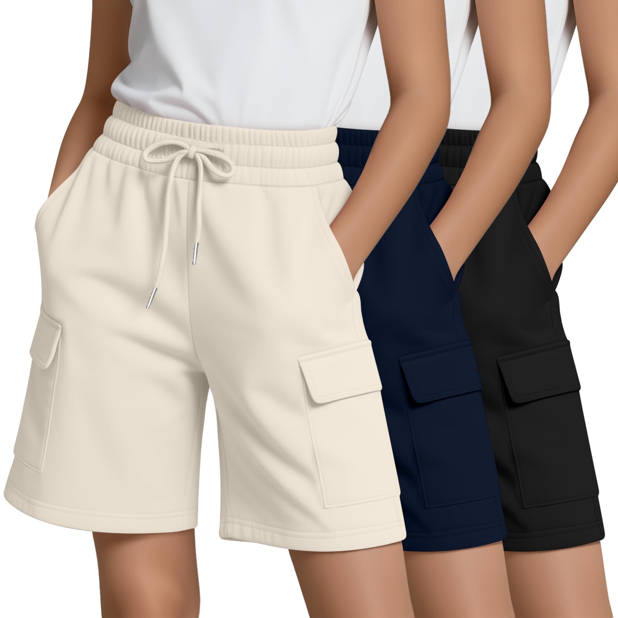 3 Pack Girls' Cargo Bermuda Shorts
