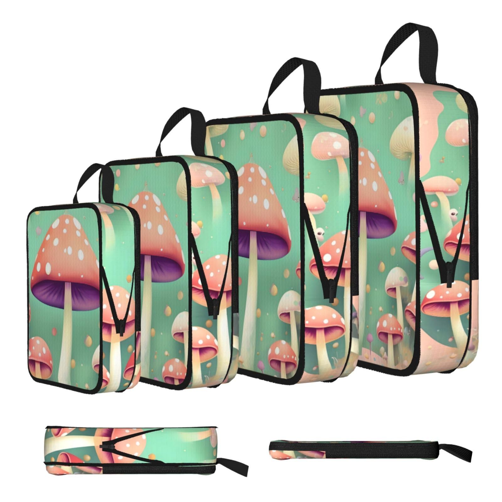 Sxzvvbn Black Dream Mushroom Compression Packing Cubes 4 Piece Set