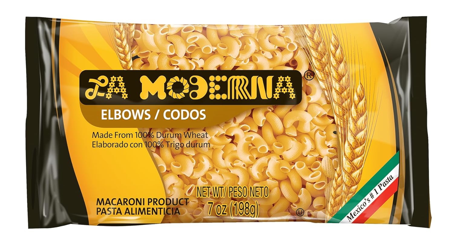 LA MODERNA, Coditos, Pasta, Hecha con Sémola de Trigo Durum, Enriquecida con Vitaminas y Hierro, 7 oz, Pack de 20 (Pack of 3)