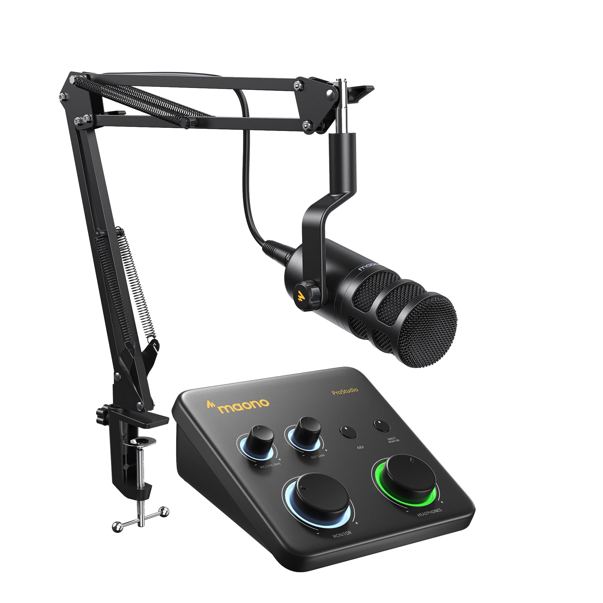 MAONO USB Audio Interface for PC: Interface with XLR Input 24-bit/192kHz Routing Software LOOPBACK ASIO Driver for Recording Music, Home-Studio, Guitar, Podcast, Streaming, DAW(PS22 Lite+PD100S)