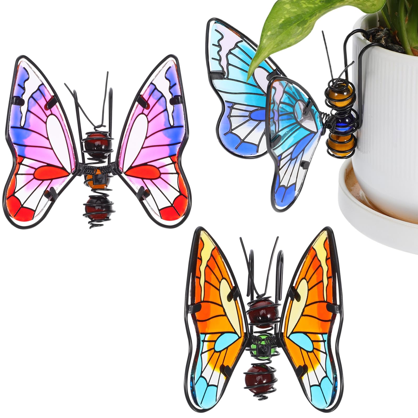 Suspension pour pot de fleurs en fer papillon DOITOOL tuteur suspendu robuste pour balcon