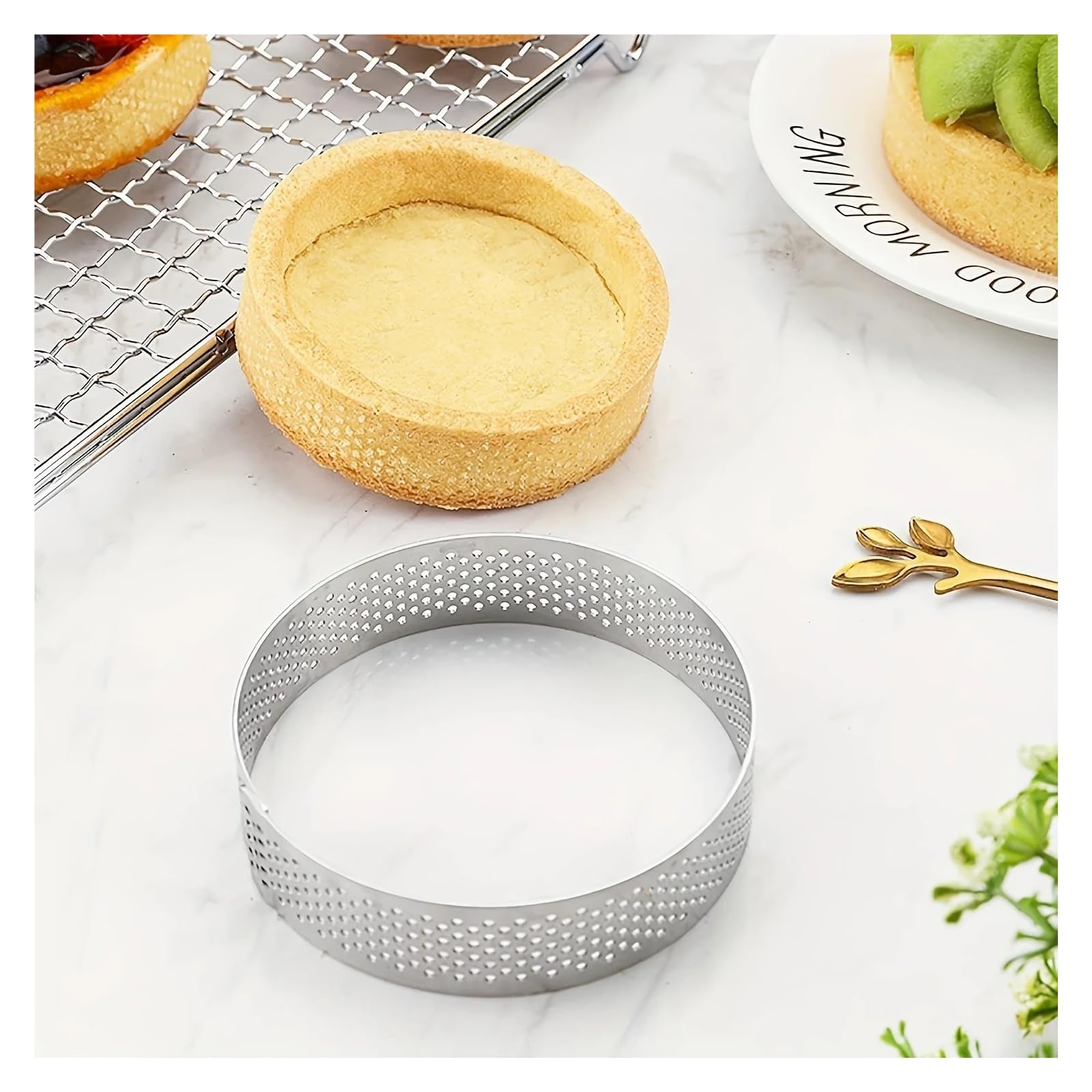 Anelli for crostata in acciaio inossidabile da 10 pezzi - Stampi for torte e mousse rotondi antiaderenti e perforati for prodotti da forno e pasticceria, stampi for torte