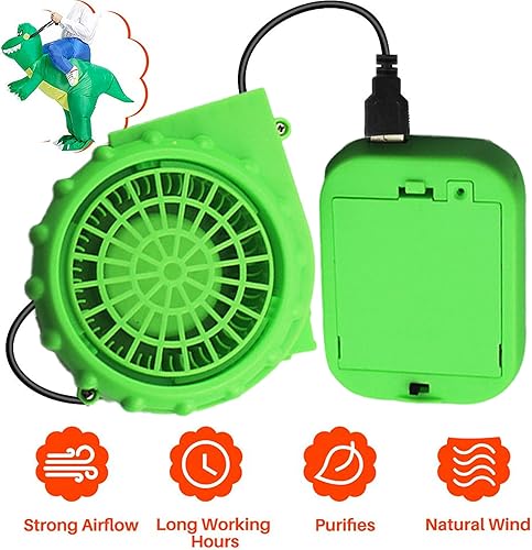 Miniatura 2 de Ventilador de disfraz verde mini ventilador inflable para dinosaurio disfraz inflable de disfraces para Halloween, Navidad, cosplay, disfraz