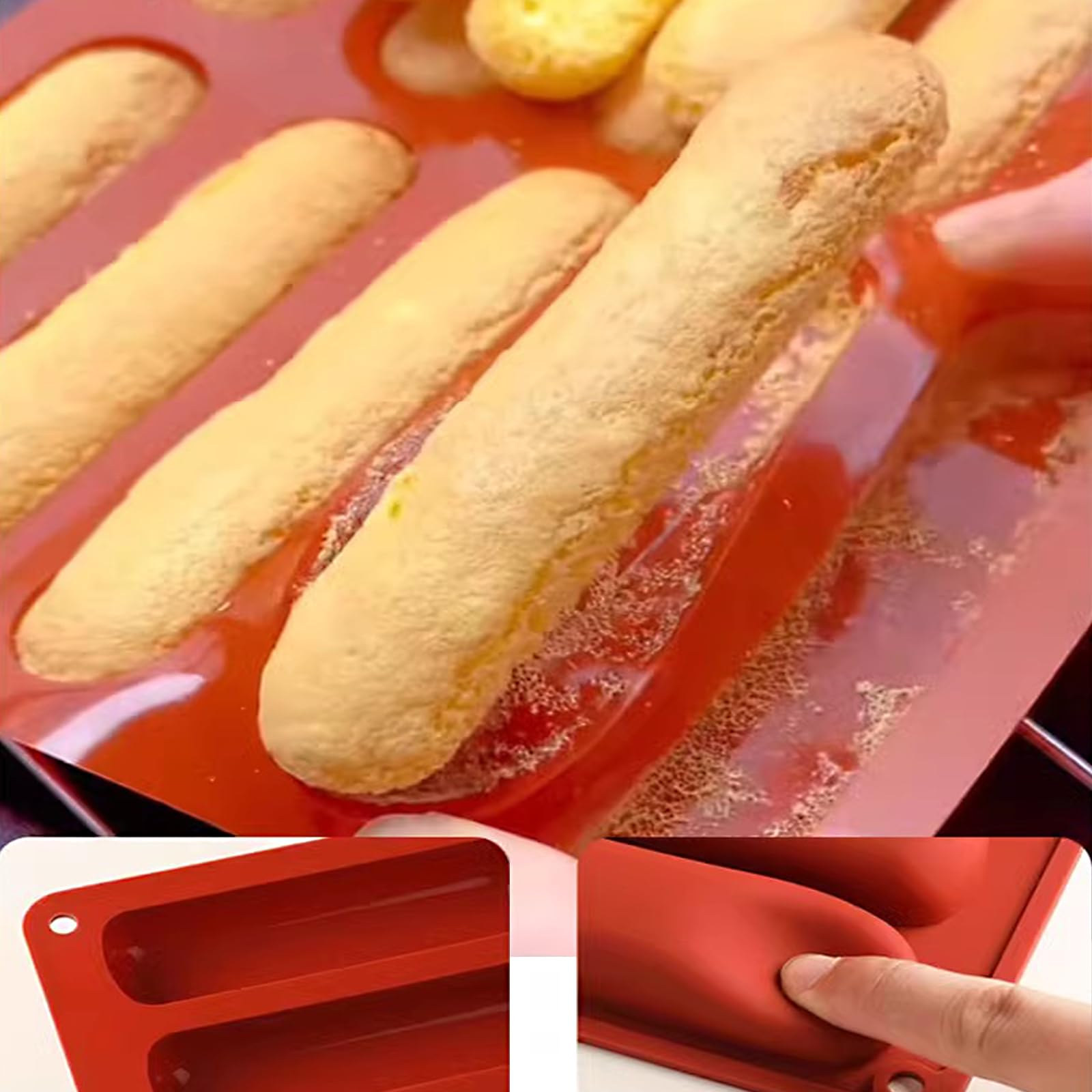 Silikon-Backform mit 8 Mulden, lange Streifen, Cake-Pop-Maker, Silikon-Backform für Schokolade, Knallbonbons, Stäbchen