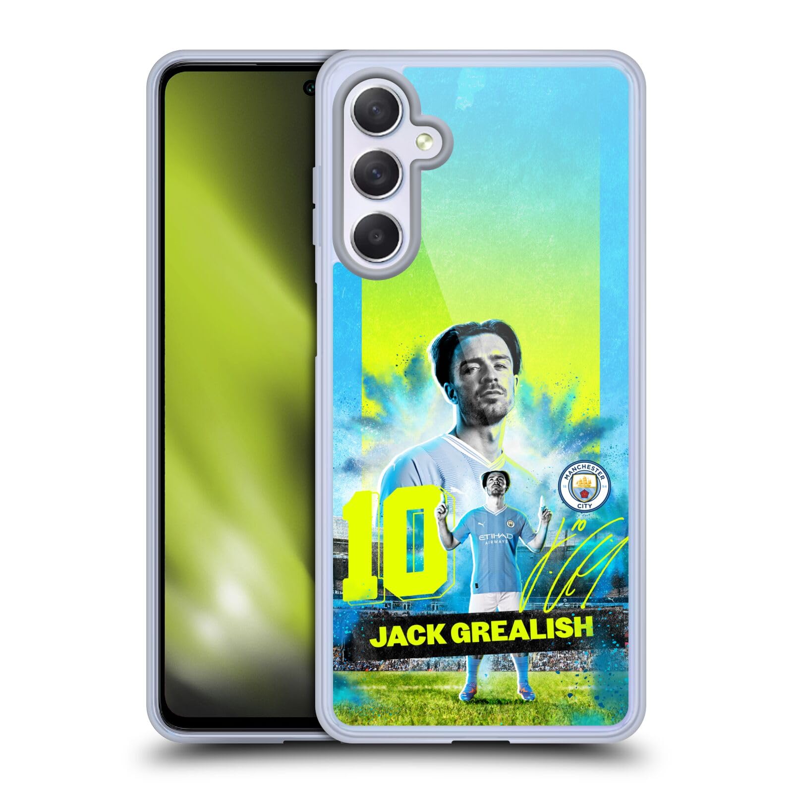 Head Case Designs Officially Licensed Manchester City Man City FC Jack Grealish 2023/24 First Team Gel Case [Military Grade Protection] Compatible With Samsung Galaxy M54 5G
