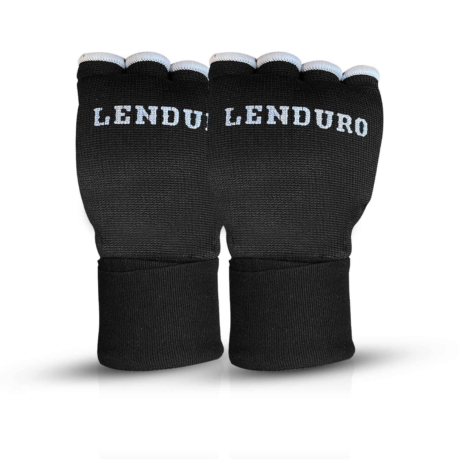 Lenduro Gel Padded Quick Inner Hand Wraps for Boxing, Kickboxing, Muay Thai, MMA - Black - Adult - 75 cm - Hook and Loop Closure - Polyester - Training - Hand Wraps