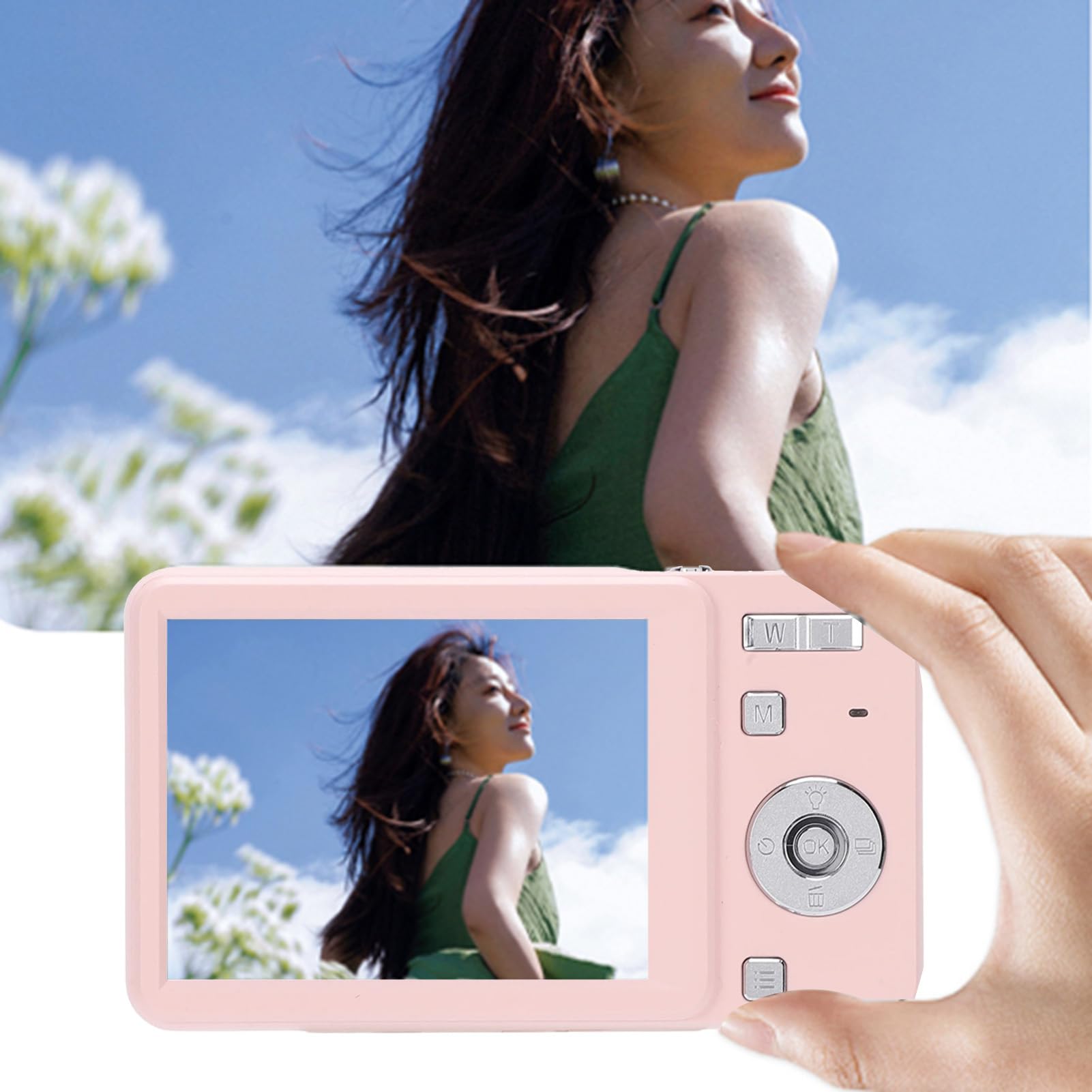 Tbest Aparat Cyfrowy 64MP z 16-krotnym Zoomem, Nagrywanie Wideo 4K (PINK)