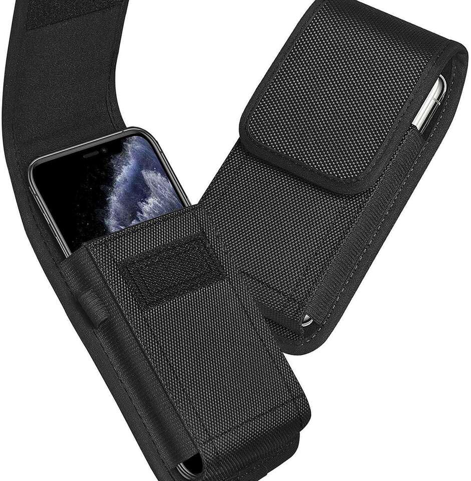 [TECH UK] Universal Nylon Mobile Holster Belt Shockproof Rugged Cell Pouch Phone Case Cover With Belt Clip and Hook For Iphone 7/8 13 Mini, 12 Mini, Samsung, Nokia, Huawei, LG, Motorola, Google… (M)