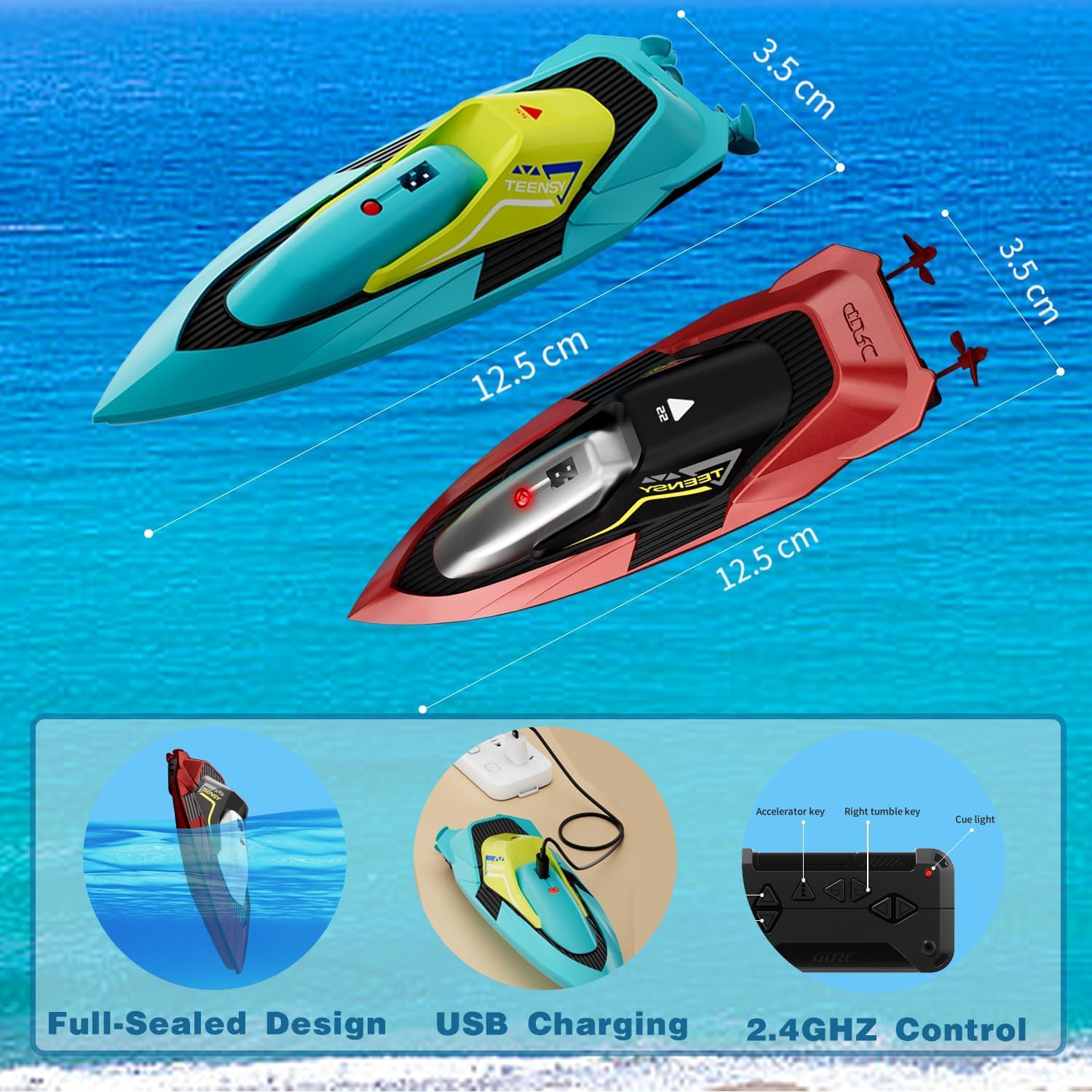 4DRC Remote Control Boats 2.4GHz Full Proportional Mini RC Jet Boat Toys,Boats for Pools and Lakes,akes,Bathtub Toy Boats with Whole Body Waterproof,Gift for Adults Boys & Girls