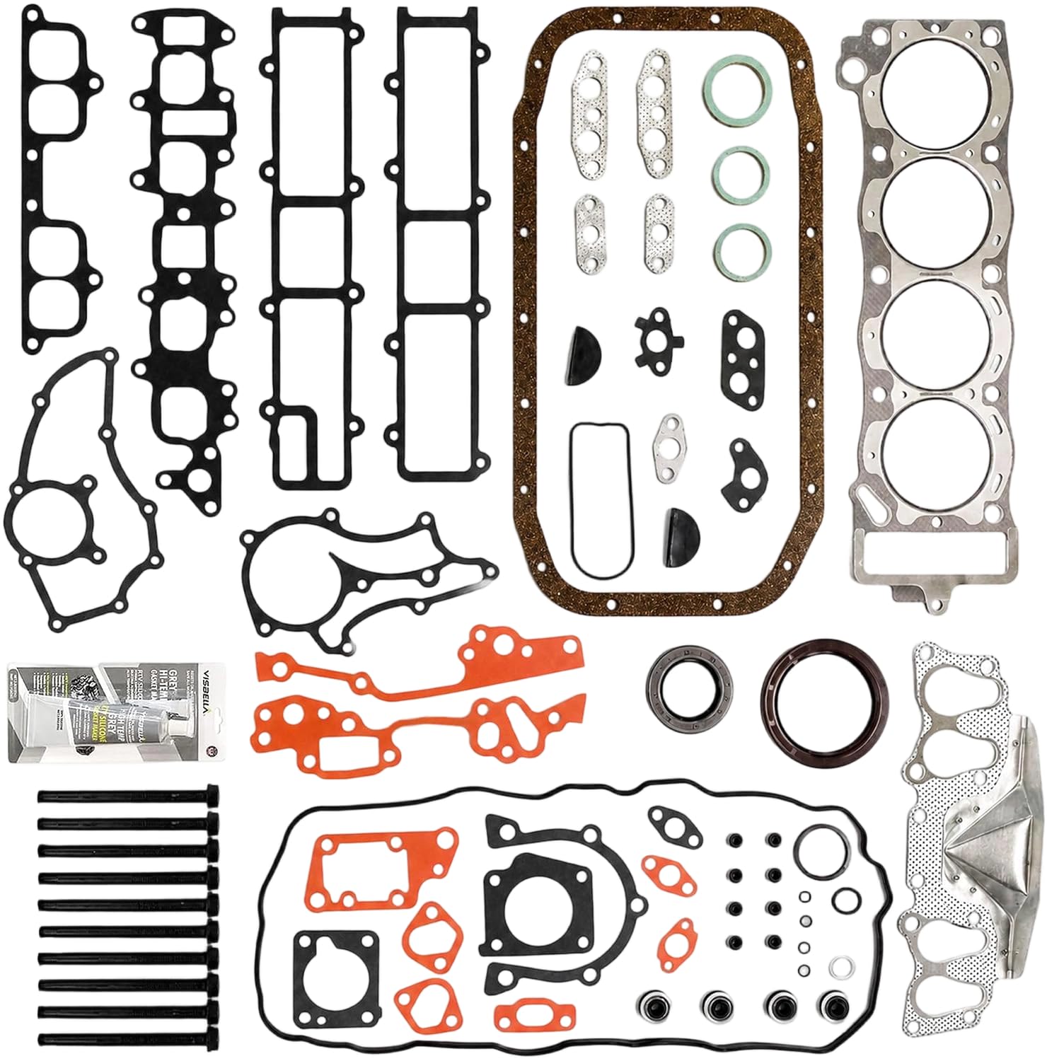 Partsflow Head Gasket Set W/ 10 Head Bolts for Toyota,Celica