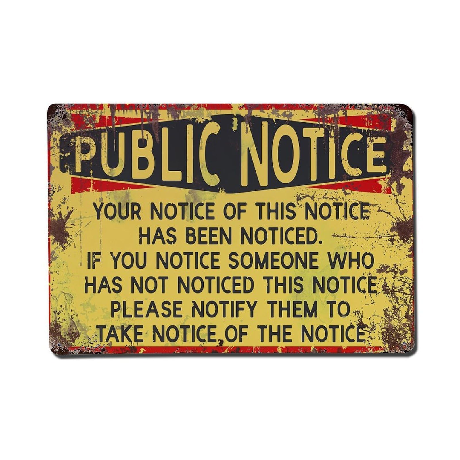 Jdfenggu Vintage Public Notice Sign Pattern Print Retro Metal Tin Sign, Metal Poster For Bar, Home, Man Cave, Kitchen, Laundry Room Art Decor 8X12 Inch