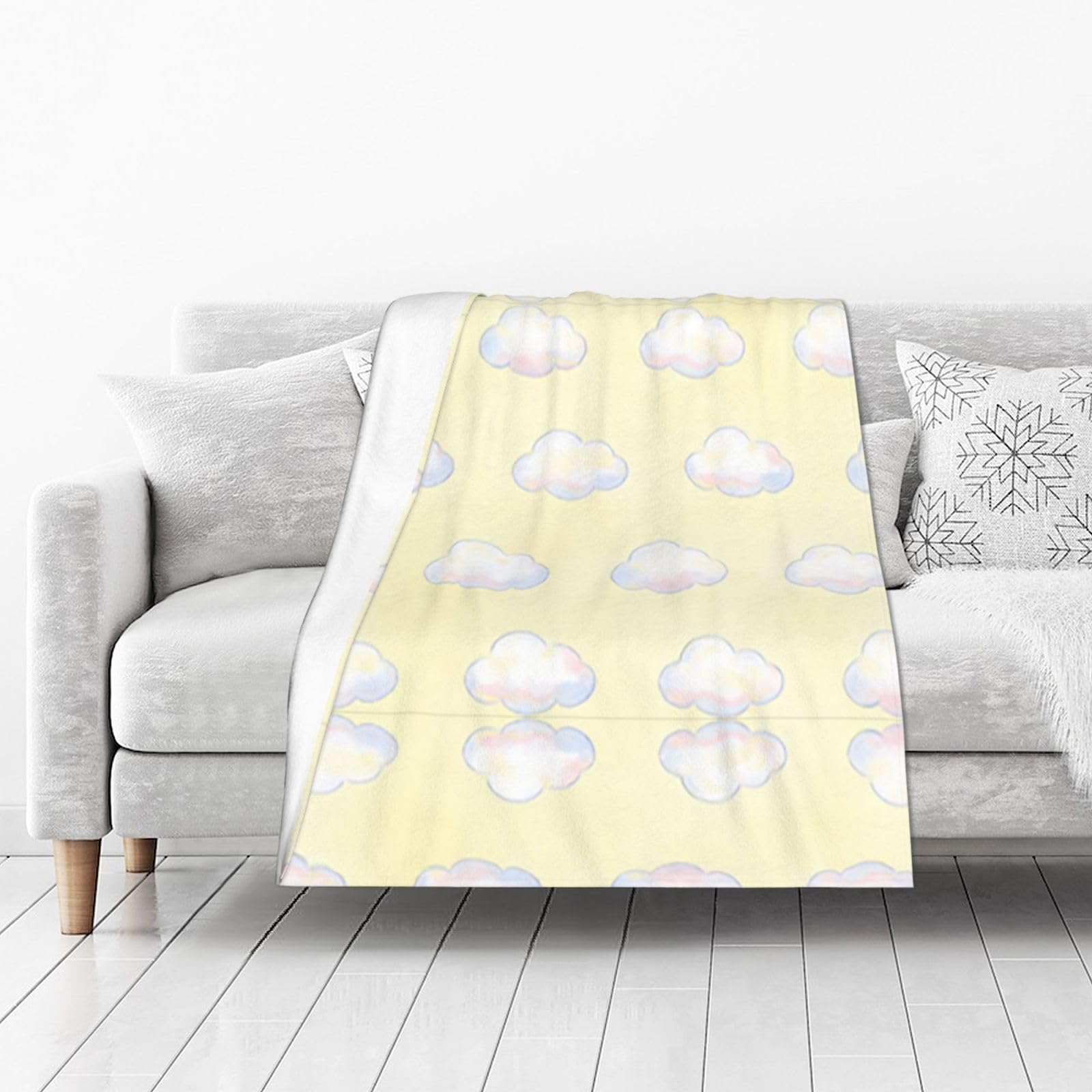 DUYIOKH Pastel Clouds Print Thick Throw Blanket, Blanket for Couch Bed Warm Travel Blanket for Camping Movie Night