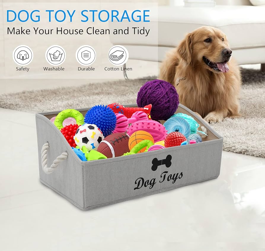 ください Morezi Large Dog Toy Storage Box with Lid Basket Organizer