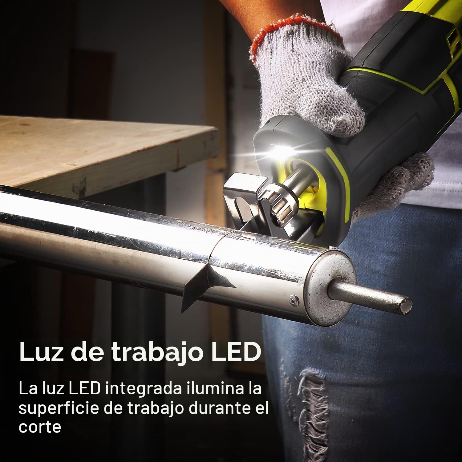 DEWINNER Sierras alternas inalámbricas Sierra compacta de 20 V 2,0 Ah con batería de iones de litio y cargador de 2 palas, velocidad variable, 22 cm, longitud de carrera, reemplazo de hoja sin