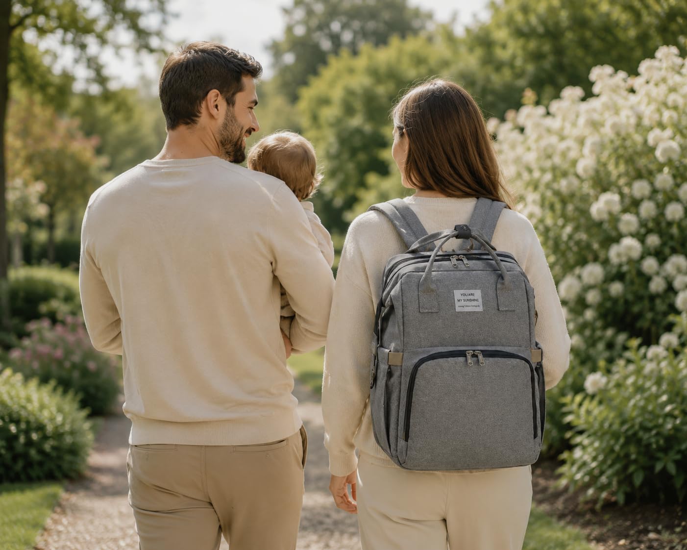 Genérico Mochila de Maternidad con Cuna Portátil Integrada, Bolsa Pañalera Multifuncional Impermeable para Viaje, Gran Capacidad, Organizador Bebé con USB y Cambiador para Mamá y Papá, Gris