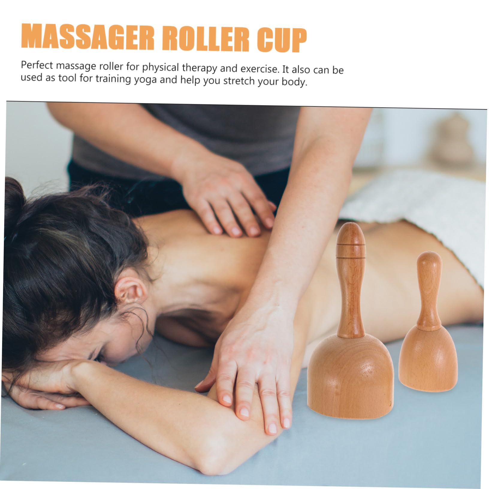 Masajeador de Espalda Manual de Madera, 2 Piezas, Diseño de Copa | Herramienta de Masaje Corporal, Rodillo Manual, para Ejercicio y Fisioterapia, Ayuda a Aflojar la Tensión