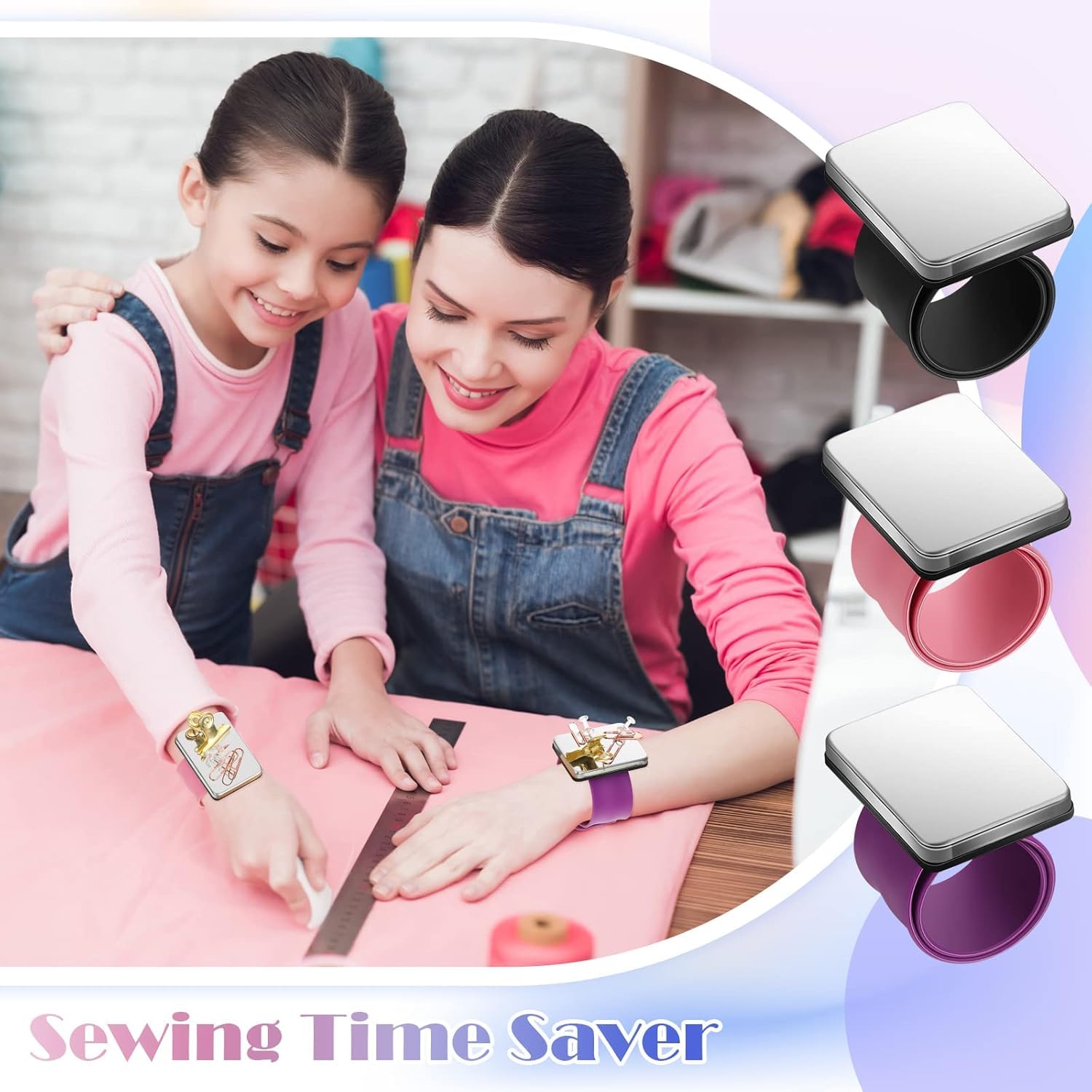 S S Mart Magnetic Bracelet Wrist Band Strap Belt, Silicone Wristband || Magnetic Wristband Pin Cushion Holder for Quilting, Saree Pre-Pleating, Embroidery, Sewing, Pins Hair Clips 4