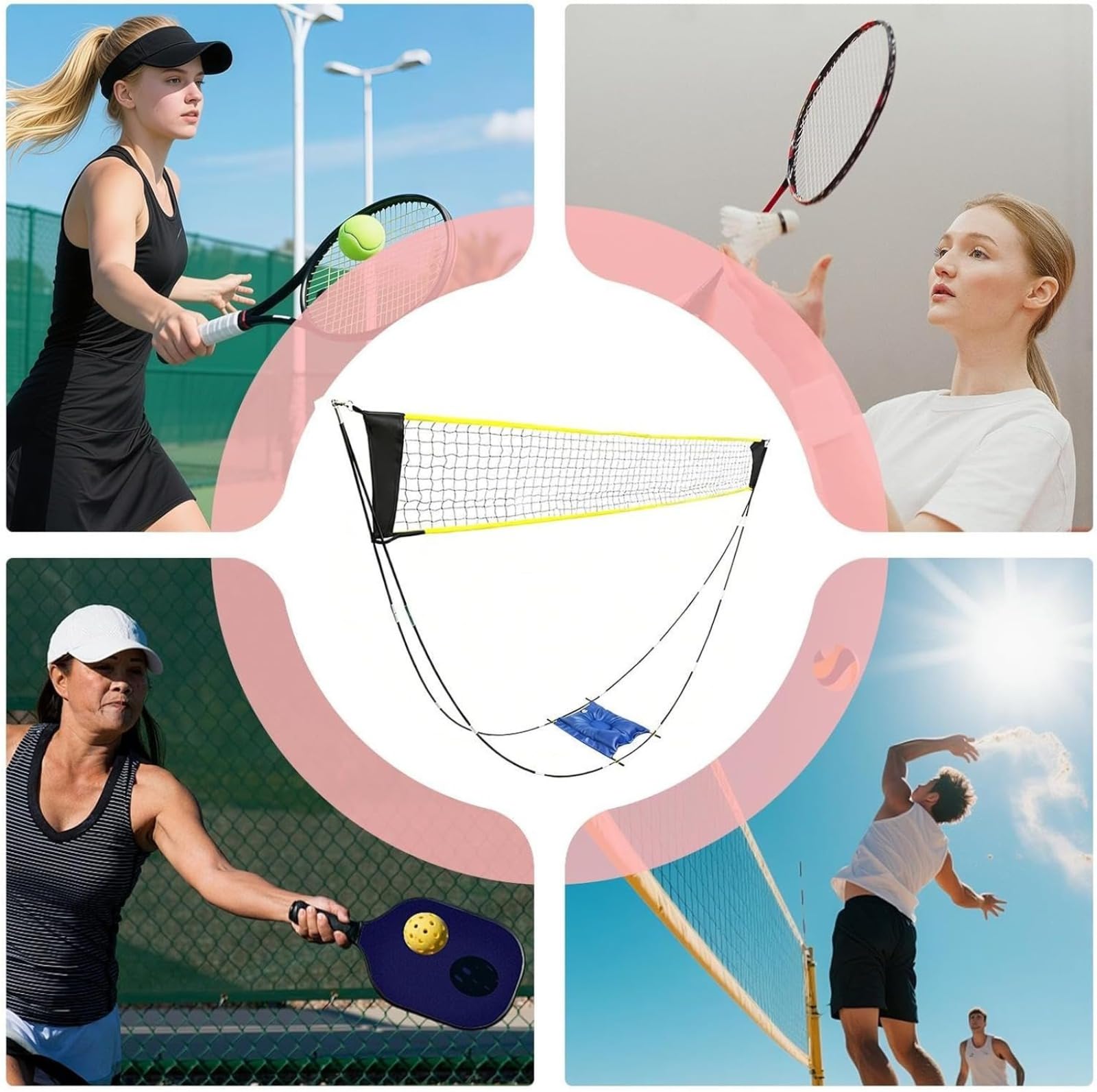 Badminton Net, Foldable Sports Training Equipment, Portable Tennis Net | for Backyard, Field, Practice, Holiday, Beach, Park, Palestra, Scuola