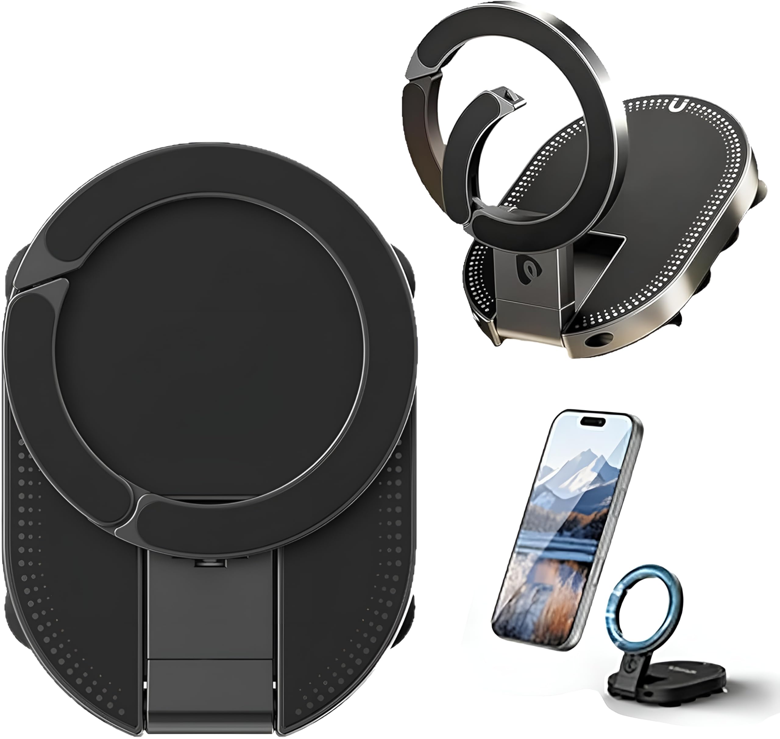VEROX 3 in 1 Magnetic Phone Holder, Vacuum Suction Mobile Stand, 360° Rotating Foldable Mount, MagSafe Compatible for iPhone & Android, Car, Desk, Mirror & Gym- Black-image-17