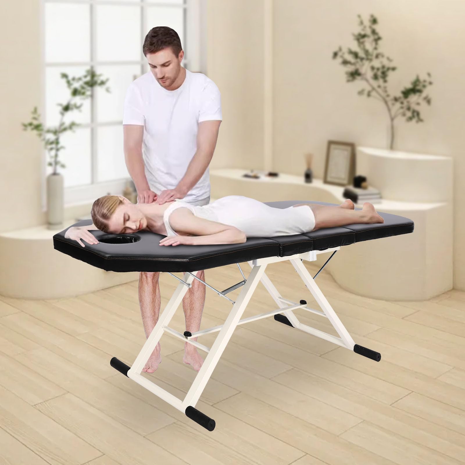 Klappbare Massageliege 200-250kg Belastbar, Verstellbare Rückenlehne Kosmetikliege für Spa Salon & Heim