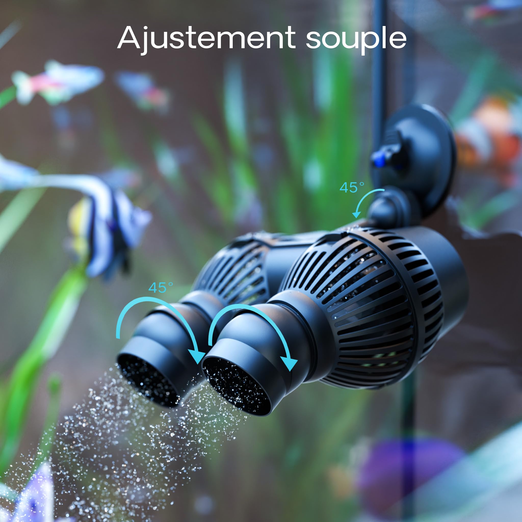 SunSun JVP-202A Pompe de brassage double Wavemaker, 12000 l/h 24 W, fixation par ventouse, pour aquarium, eau de mer, eau douce, eau saumâtre, pompe de circulation