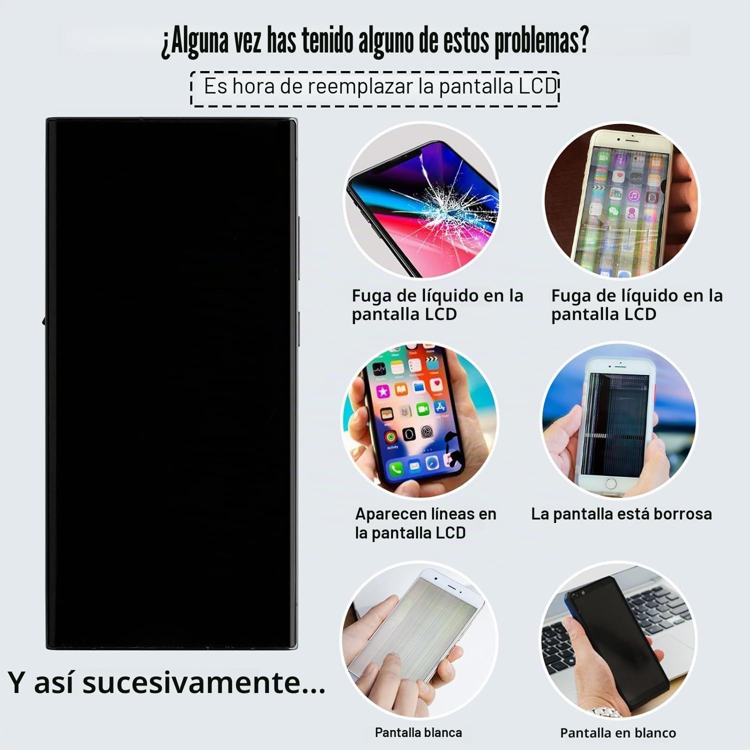 [Con marco] [Soporte de huella dactilar] Pantalla OLED de repuesto para Galaxy S23 Ultra SM-S918B con kit de herramientas de reparación actualizado