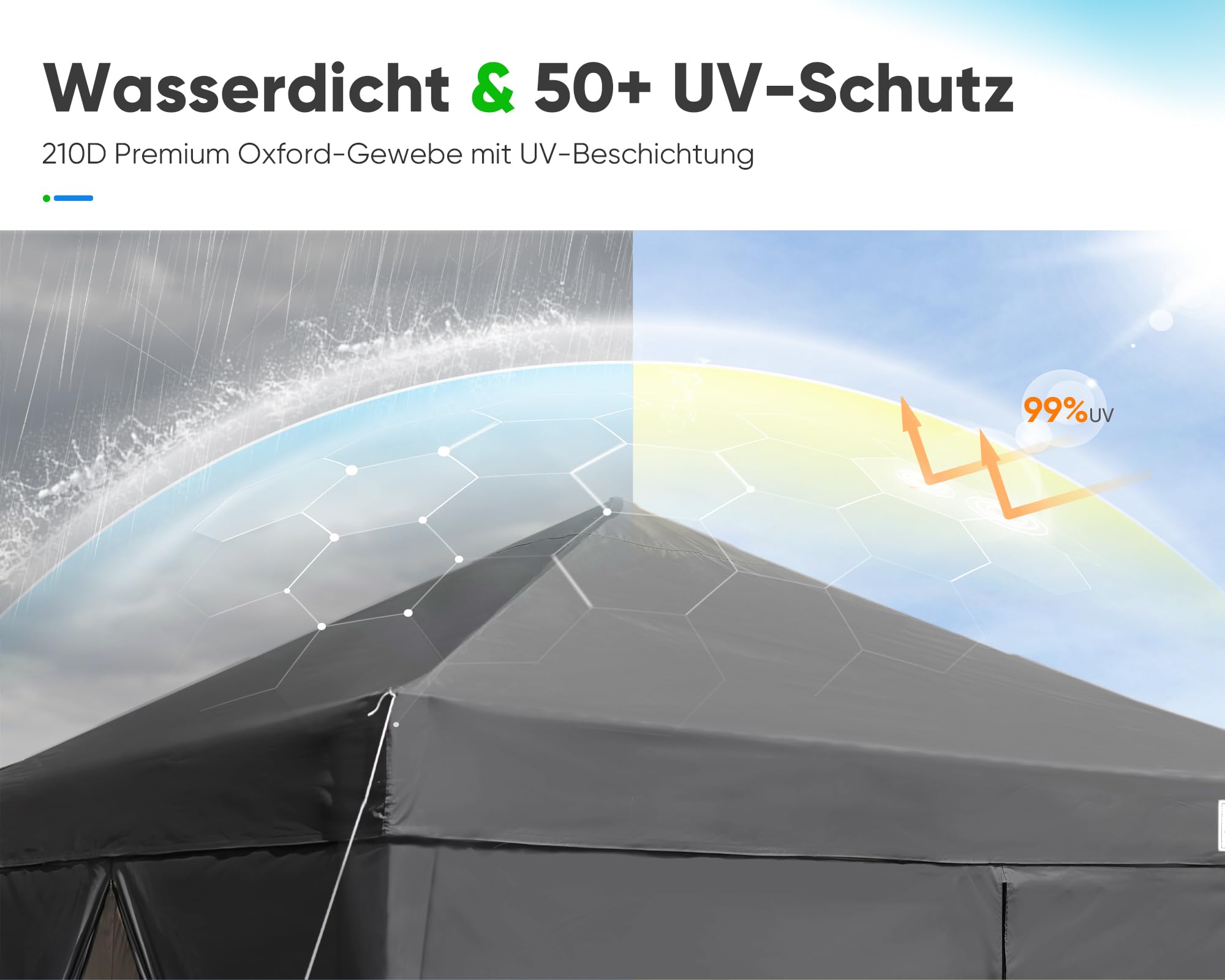 Quictent Faltpavillon 3x3m wasserdicht | Pop-Up Pavillon, Gartenpavillon, stabil, winterfest, mit Seitenwänden, UV-Schutz 50+, Tragetasche inkl, Stahlrahmen
