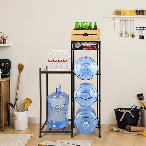 Miniatura 6 de CAROD Soporte para jarra de agua de 5 galones con cajones, soporte resistente para jarra de agua con soporte dispensador de agua, soporte para