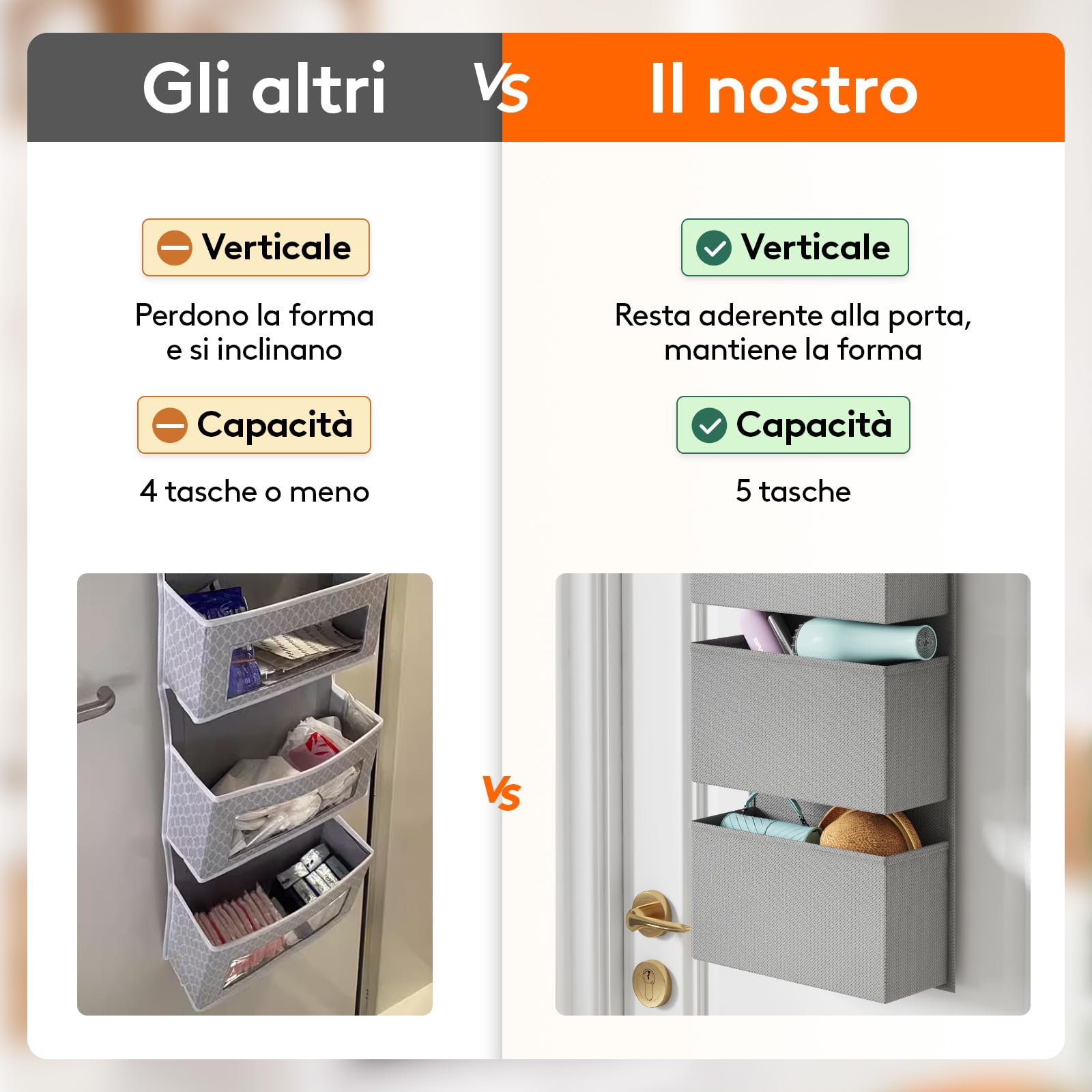 Confezione Da 2 Organizer Da Appendere Sopra La Porta, Con 10 Tasche In Rete, 3 Tipi Di Ganci, Tasche Per Armadio, Scarpe, Gadget, Mensole Per Giocattoli, Cucina, Camera Da Letto, Bagno - Foto 9